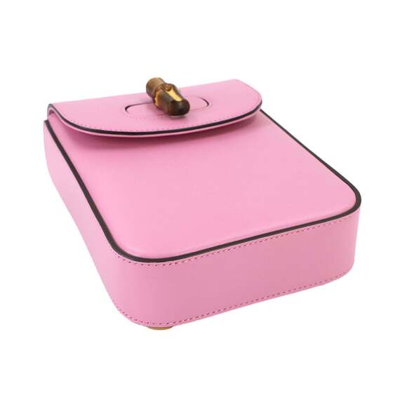GUCCI Authentic Pink Leather Bamboo Shoulder Bag - Picture 5 of 10